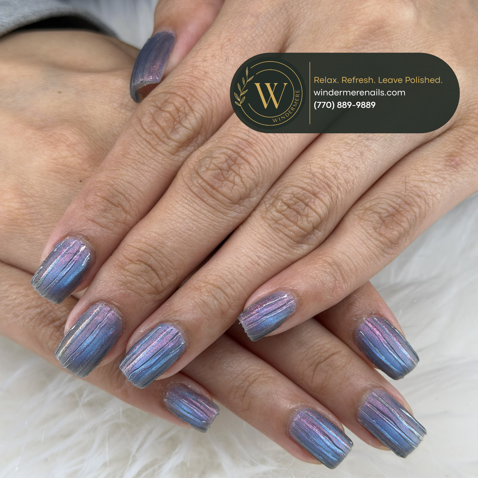 Blue ombre nail design in Cumming, GA